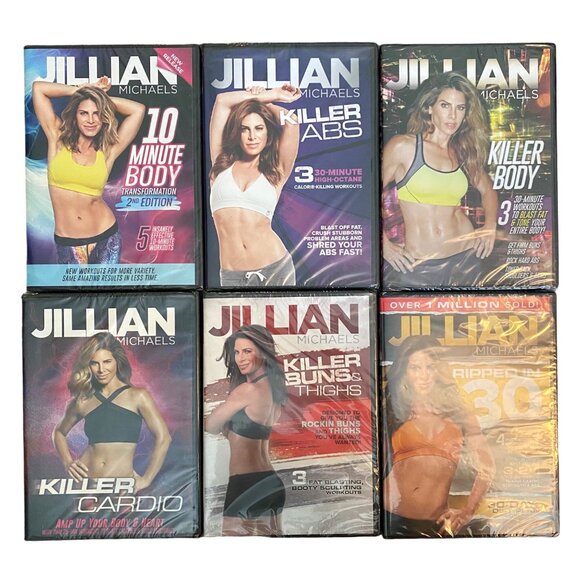 Lot of 6 Jillian Michaels Exercise Workout DVDs Killer Cardio Ripped in 30 Abs - Picture 1 of 10